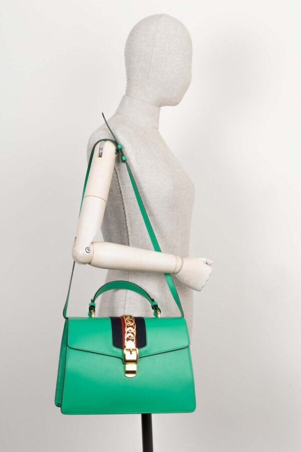 GUCCI Medium Sylvie Top Handle Bag Green | Luna Bags