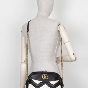 GUCCI Marmont Crossbody Bag Black White | Luna Bags