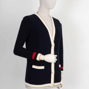 GUCCI Knit Cardigan Framed Navy | Luna Bags
