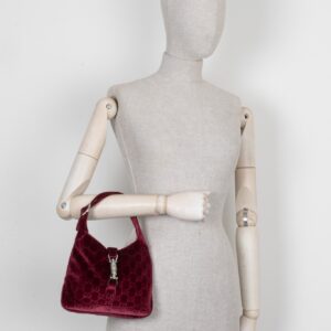 GUCCI Mini Jackie 1961 Velvet Jacquard Brugundy | Luna Bags