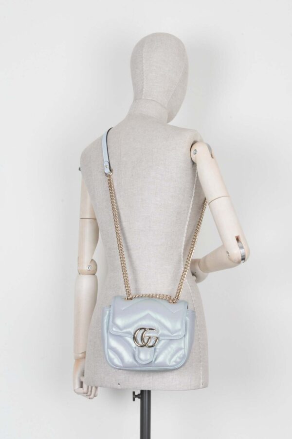 GUCCI GG Marmont Mini Shoulder Bag Blue Iridescent | Luna Bags