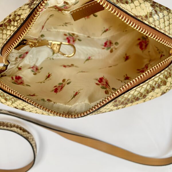 Gucci Mini GG Ophidia Straw Shoulder Bag with Printed Trim in Beige and Green | Luna Bags