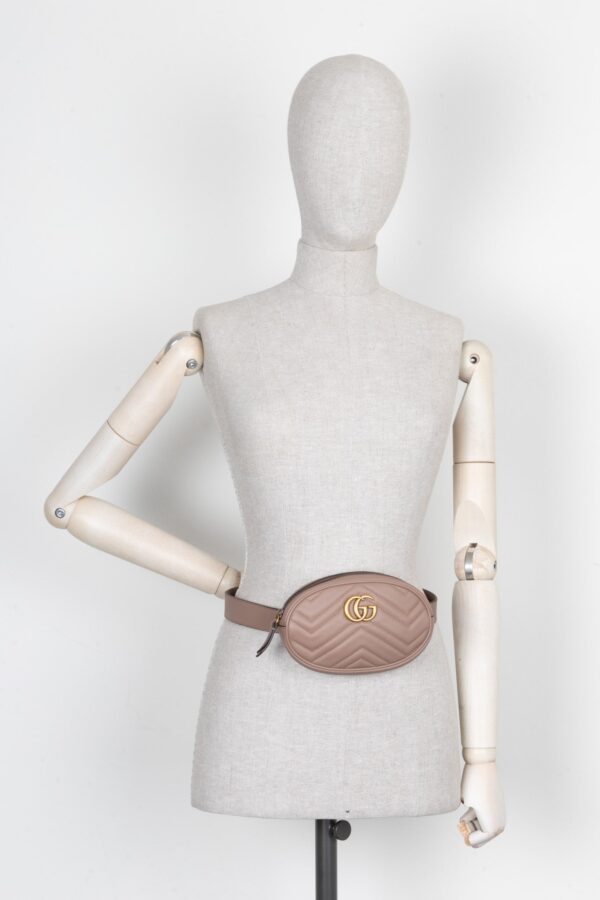GUCCI Marmont Belt Bag Leather Dusty Rose | Luna Bags