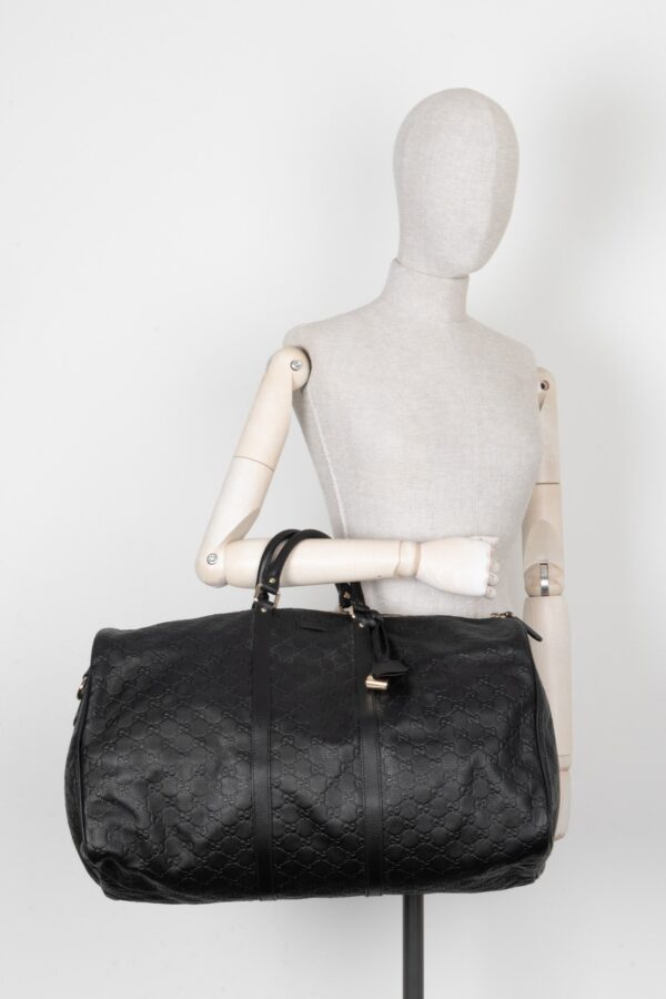 GUCCI Signature Supreme GG Duffle Bag Leather Black | Luna Bags