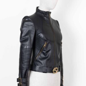 GUCCI GG Biker Jacket Leather Black | Luna Bags