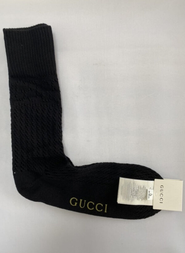 Gucci Boutique Knit Knee High Socks with GG Logos in Black | Luna Bags