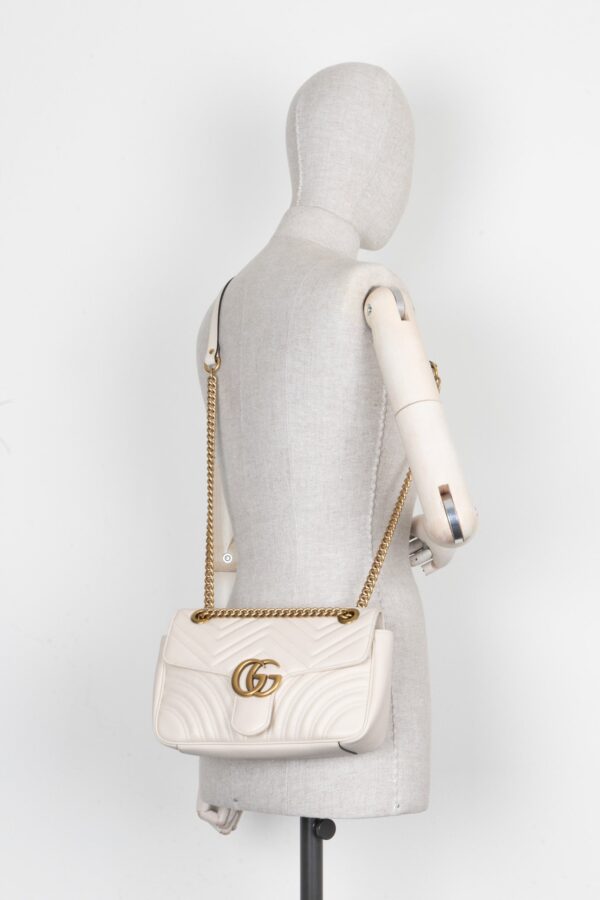 GUCCI Marmont Medium Bag Leather White | Luna Bags
