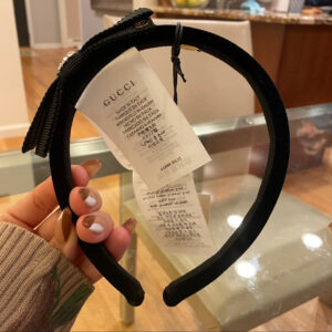 GUCCI Velvet Headband With Crystal Bow | Luna Bags