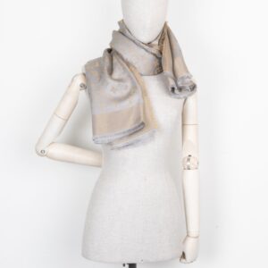 LOUIS VUITTON Scarf Wool Silk MNG Silver Gold | Luna Bags