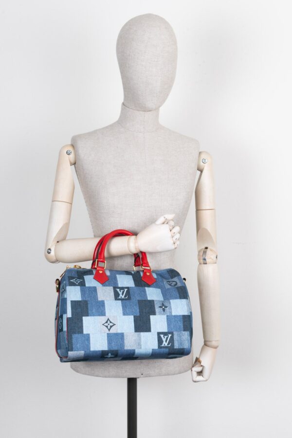 LOUIS VUITTON 2020 Patchwork Denim Speedy 30 Bandouliere | Luna Bags