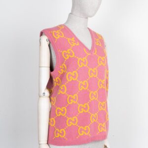 GUCCI GG Knit Vest Wool Pink | Luna Bags