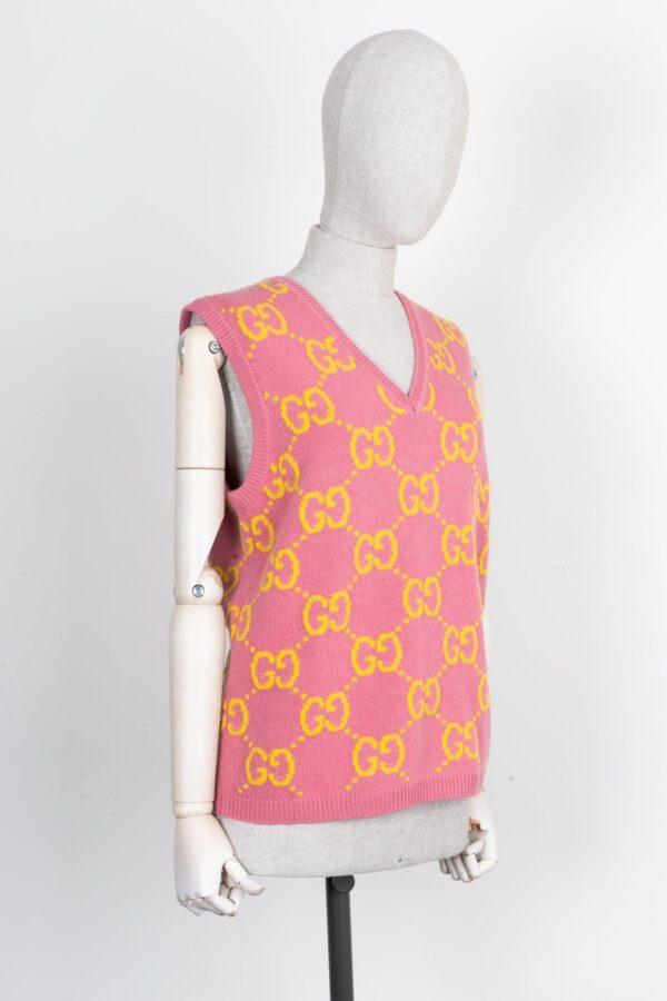 GUCCI GG Knit Vest Wool Pink | Luna Bags