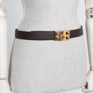 HERMES Belt Collier de Chien Brown Black Gold | Luna Bags