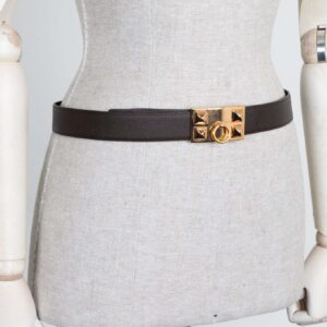 HERMES Belt Collier de Chien Brown Black Gold | Luna Bags