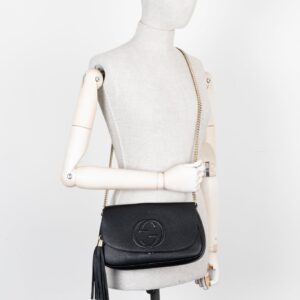 GUCCI Soho Flap Bag Leather Black | Luna Bags
