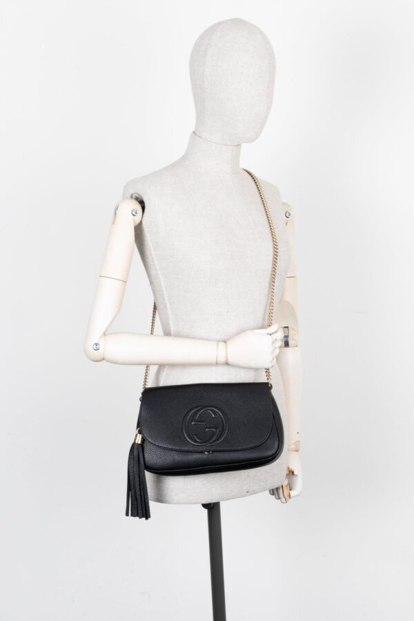 GUCCI Soho Flap Bag Leather Black | Luna Bags