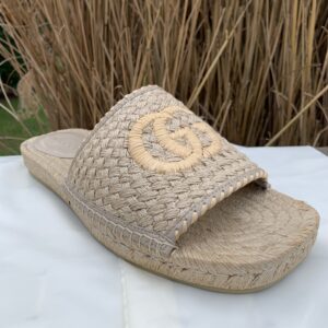 Gucci GG Juta Multi Twisted Woven Slides in Beige | Luna Bags