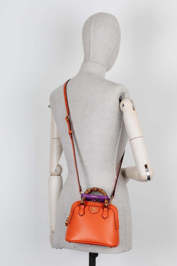 GUCCI Mini Diana Dome Tote Bag Leather Orange | Luna Bags