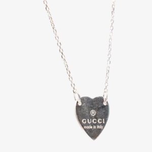 Gucci Logo Heart Necklace Silver Silver Sterling | Luna Bags