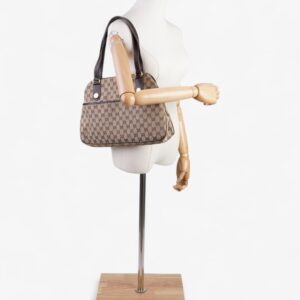 Gucci Charmy Front Pocket Shoulder Bag GG Supreme / Beige / Brown Canvas | Luna Bags