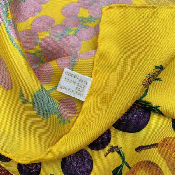 Gucci Colorful Fruit Print Extra Large Silk Scarf | Luna Bags