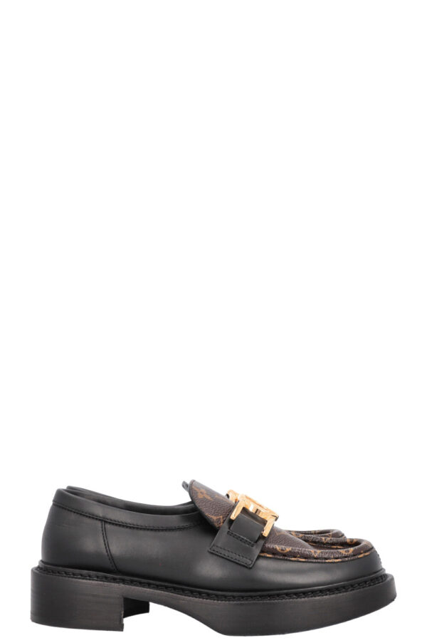 LOUIS VUITTON Academy Flats Leather MNG Black | Luna Bags