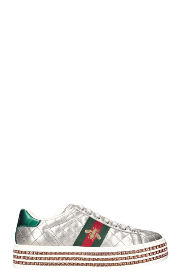 GUCCI Ace Bee Platform Sneakers Silver | Luna Bags