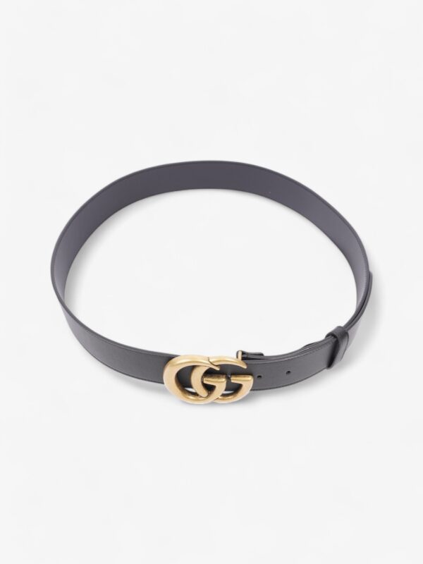 Gucci GG Marmont Wide Belt Black / Gold Leather 95cm / 38" | Luna Bags