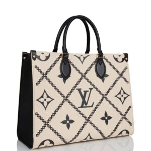 Louis Vuitton Black and Cream Empreinte Giant Monogram OnTheGo MM | Luna Bags
