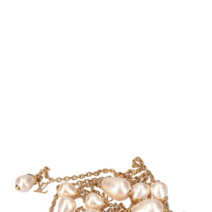 LOUIS VUITTON Damier Pearl Necklace Gold | Luna Bags