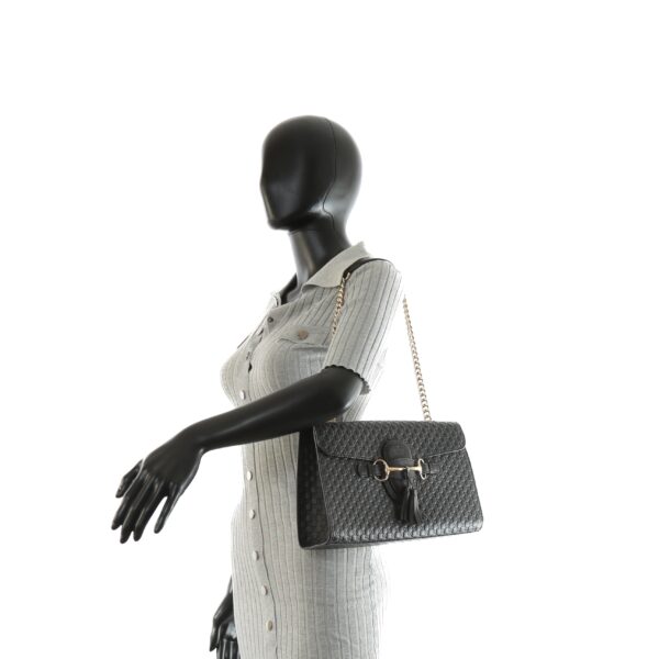 GUCCI Emily Guccissima Chain Shoulder Bag - Black | Luna Bags