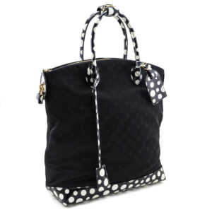 Louis Vuitton Black & White Nylon Monogram Kusama Infinity Dots Lockit MM Tote | Luna Bags