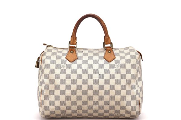 LOUIS VUITTON SPEEDY 30 (SP3130) DAMIER AZUR CANVAS GOLD HARDWARE, WITH LOCK, NO KEYS & DUST COVER | Luna Bags