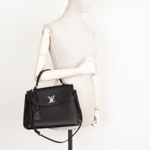 LOUIS VUITTON Lock Me Ever MM Handbag Black Leather | Luna Bags