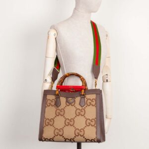 GUCCI Diana Bag Jumbo GG Canvas Brown | Luna Bags