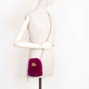 GUCCI Mini GG Marmont Bucket Bag Purple Velvet | Luna Bags