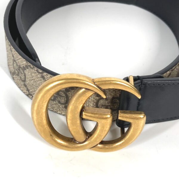 GUCCI belt 625839 GG Supreme Canvas beige Double G buckle Women 70 Used | Luna Bags