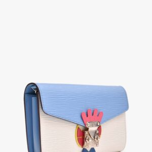 Louis Vuitton 2014 Blue/White Epi Leather Tribal Mask Wallet On Chain With W.L. Initials | Luna Bags