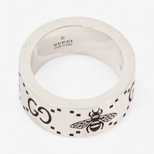 Gucci GG Signature Bee Ring Silver Silver Sterling 12 (52mm) | Luna Bags