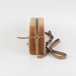Gucci Marmont Small Tan Velvet Crossbody Bag | Luna Bags