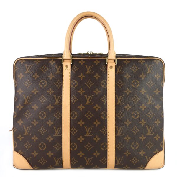 LOUIS VUITTON Porte-Documents Voyage Monogram Canvas Briefcase Bag | Luna Bags