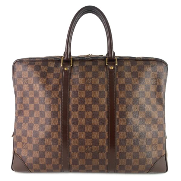 LOUIS VUITTON Porte-Documents Voyage GM Damier Ebene Canvas Briefcase Bag | Luna Bags