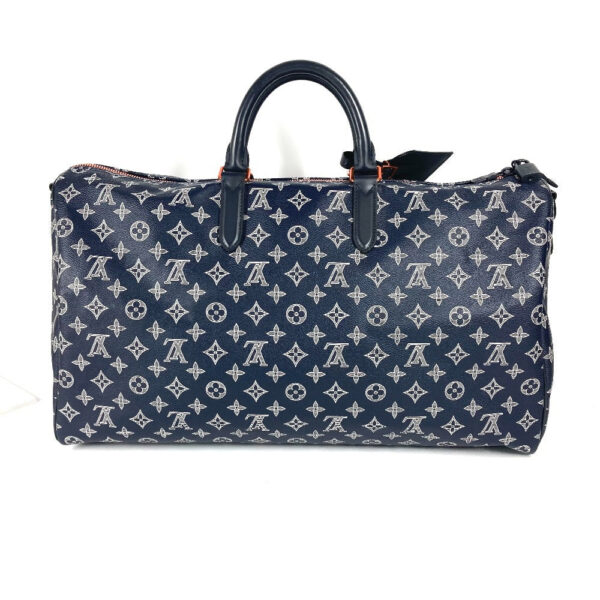 LOUIS VUITTON Boston Duffel bag M43684 Monogram canvas Navy Monogram ink upside down Keepall 50 | Luna Bags