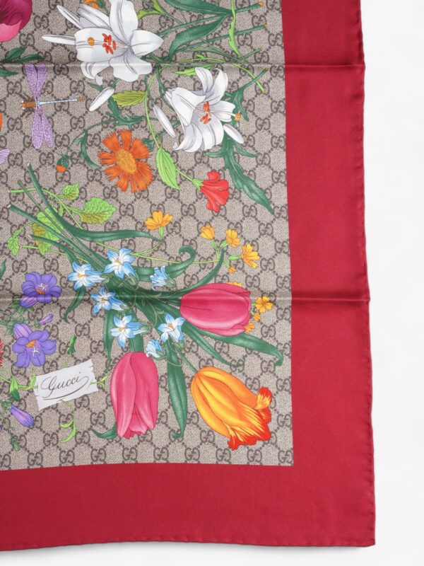 Gucci Floral Print Scarf Red Floral Multi Print Silk | Luna Bags