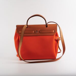 Hermes Herbag 31 Orange/Tan Stamp R Square (2014) | Luna Bags