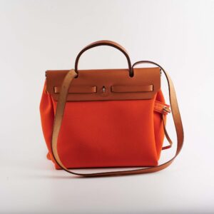 Hermes Herbag 31 Orange/Tan Stamp R Square (2014) | Luna Bags