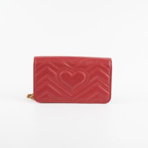 Gucci Chevron Wallet On Chain (Red) | Luna Bags