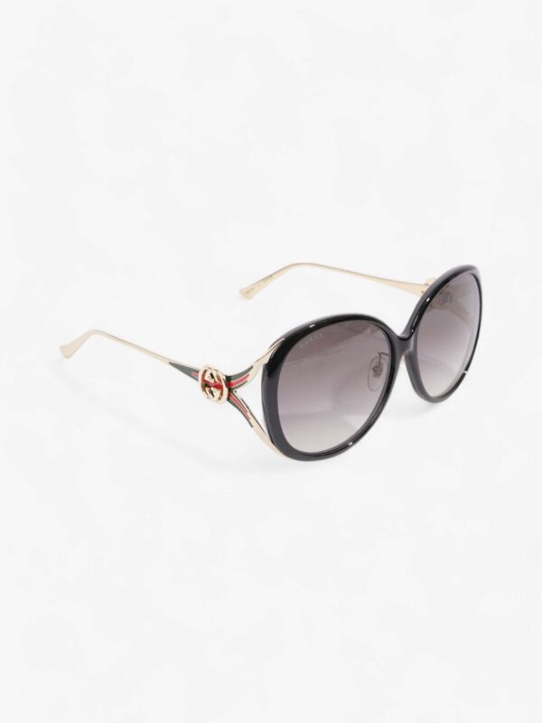 Gucci GG Web Sunglasses Black / Gold / Green Acetate 130mm | Luna Bags