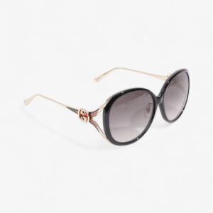 Gucci GG Web Sunglasses Black / Gold / Green Acetate 130mm | Luna Bags