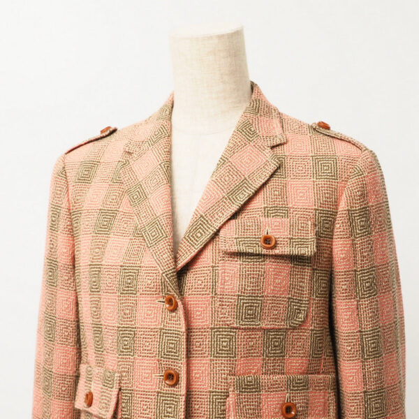 GUCCI tailored jacket 633146 100% wool Pink x Brown 42（170/92Y） | Luna Bags